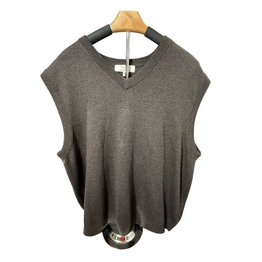 Turnbury Sweater Vest Mens‎ XL Brown Extra Fine Merino Wool V-Neck Solid Classic